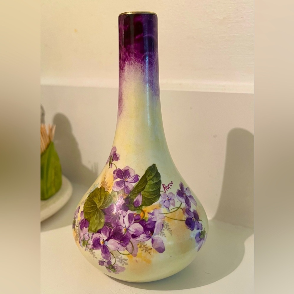 Vintage Italian Hand Painted Vase - Royal Art Italia Signed by the artist Rocco